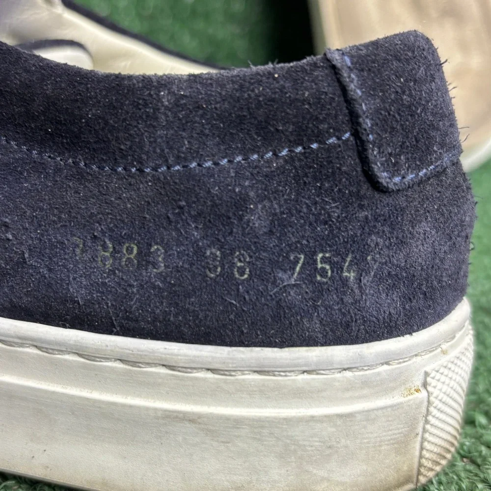 Woman by Common Projects Original Achilles Low Suede Luxury Sneaker Blue Women 8